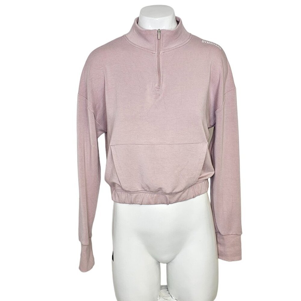 Gymshark Pale Pink Half-Zip Cropped Sweatshirt